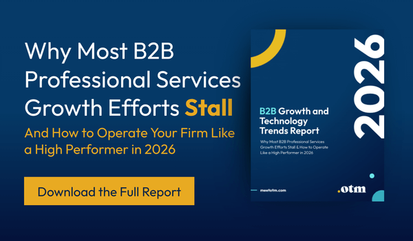 2026 B2B Report Why Most B2B Professional Services Growth Efforts Stall & How to Operate Like a High-Performer in 2026 Cover Image and photo of report