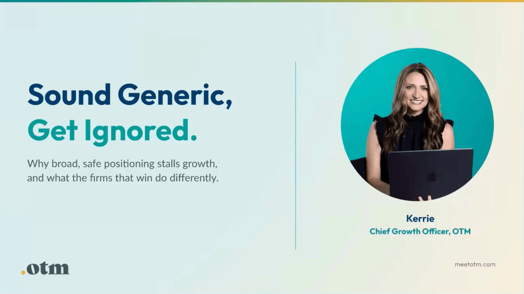 Opening slide of the workshop: Sound Generic, Get Ignored